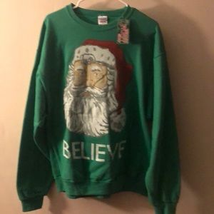 Men’s fleece Christmas sweatshirt Santa “believe”